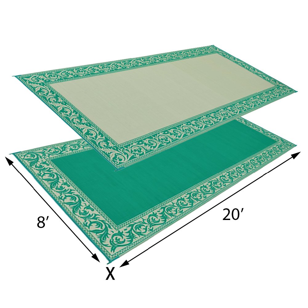 Ming's Mark Stylish RC4 Reversible Patio Mat - 8' x 20', Green/Beige