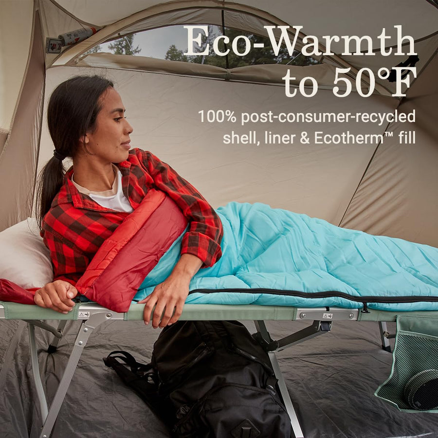 Coleman 30/40/50°F Flatlands Sleeping Bag, Made from 100% Recycled Material, Big & Tall Options, Cool-Weather Sleeping Bag for Camping, Sleepovers, Guests & More
