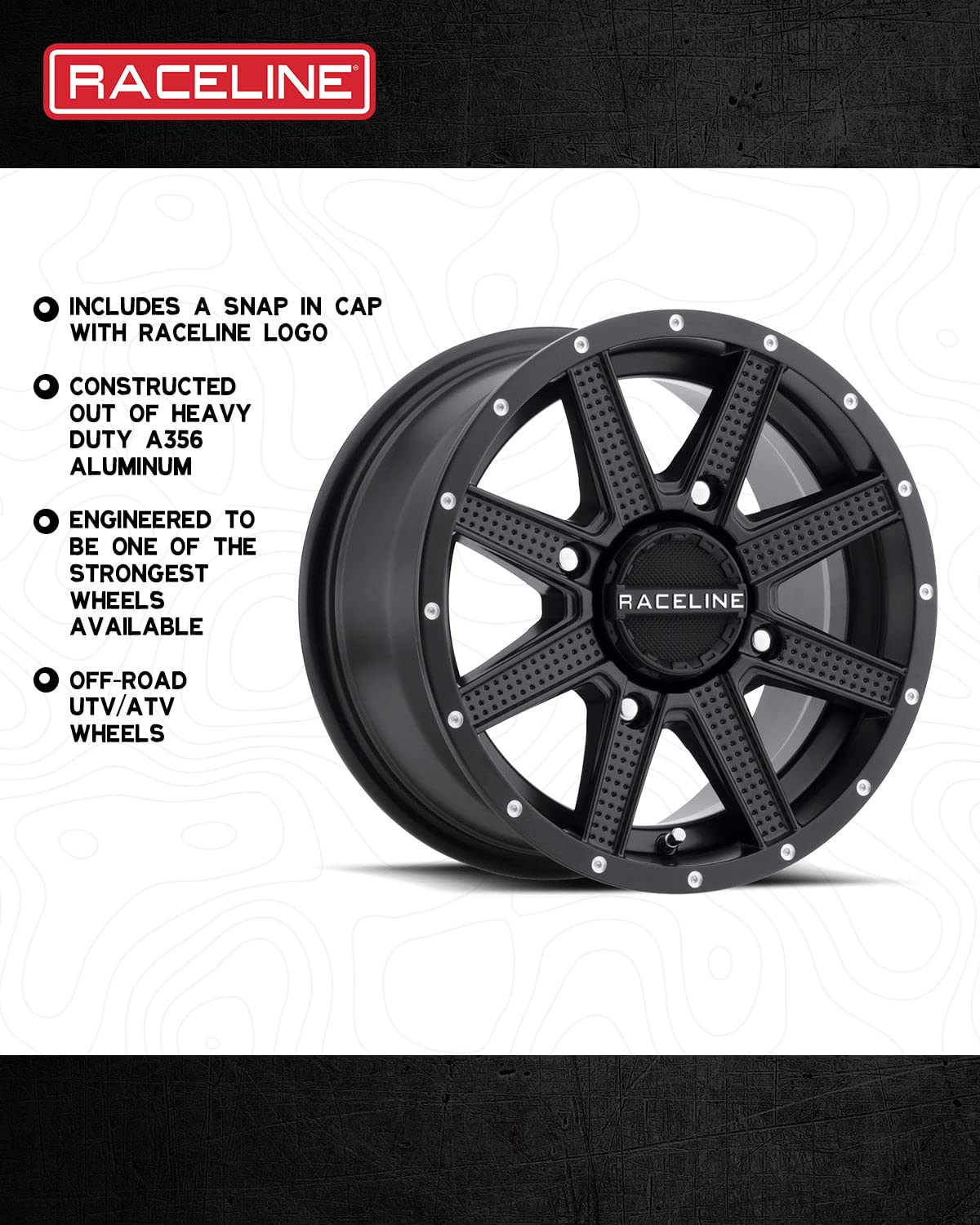 Raceline A92B Wheels HOSTAGE UTV/ATV Black 14x7" 4x110", -47 mm offset/(2.15"B/S)