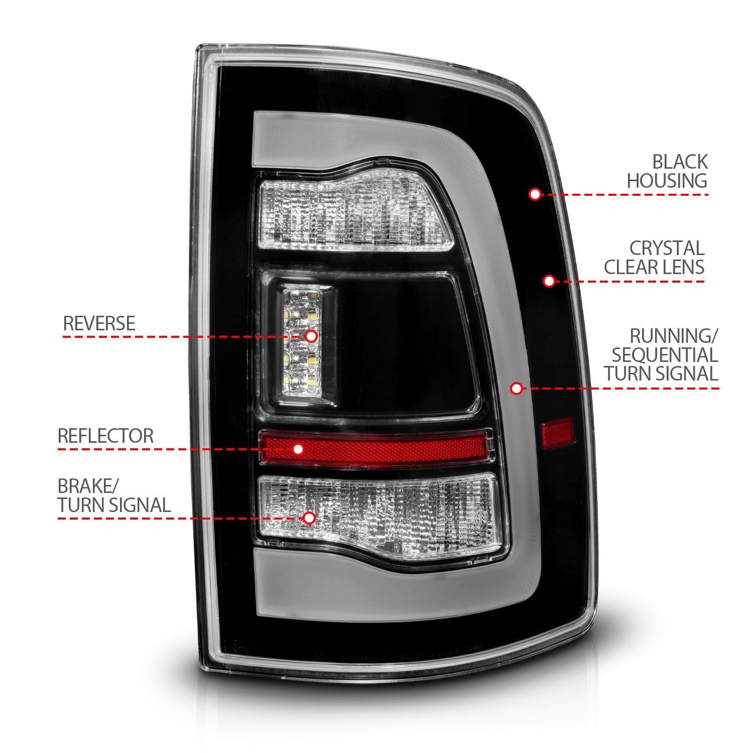 09-18 Dodge Ram 1500 ANZO Sequential LED Taillights Black