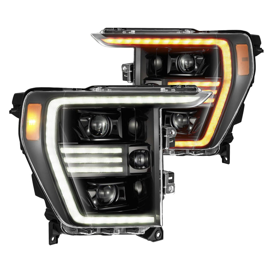 21-22 Ford F150 AlphaRex PRO-Series Projector headlights Alpha-Black w/Activ Light/Seq Signal