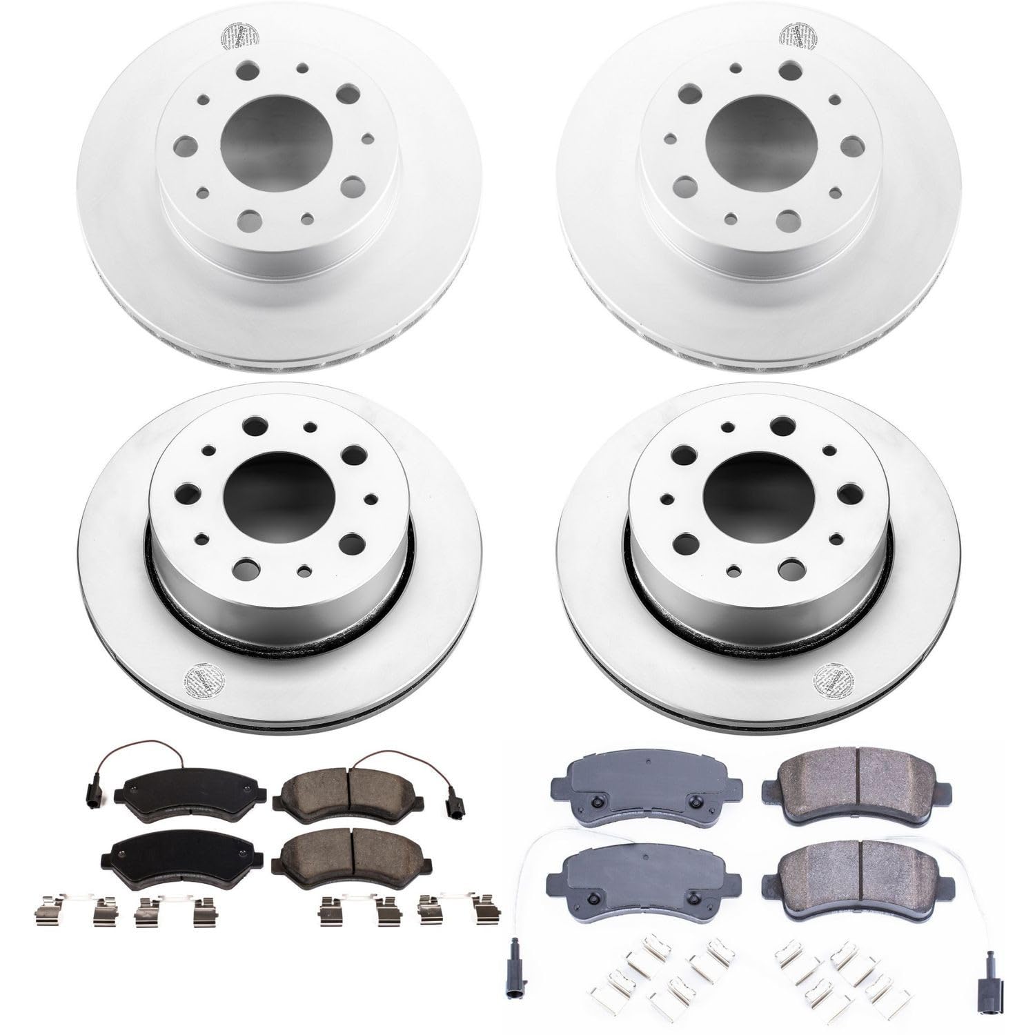 Brake Kit PowerStop For Ram ProMaster 1500 2014-2015, 2500 2014-2015, 3500 2014-2015 [Model Specific] - Front and Rear Coated Disc Rotors and Ceramic Brake Pads Replacement, CRK7304