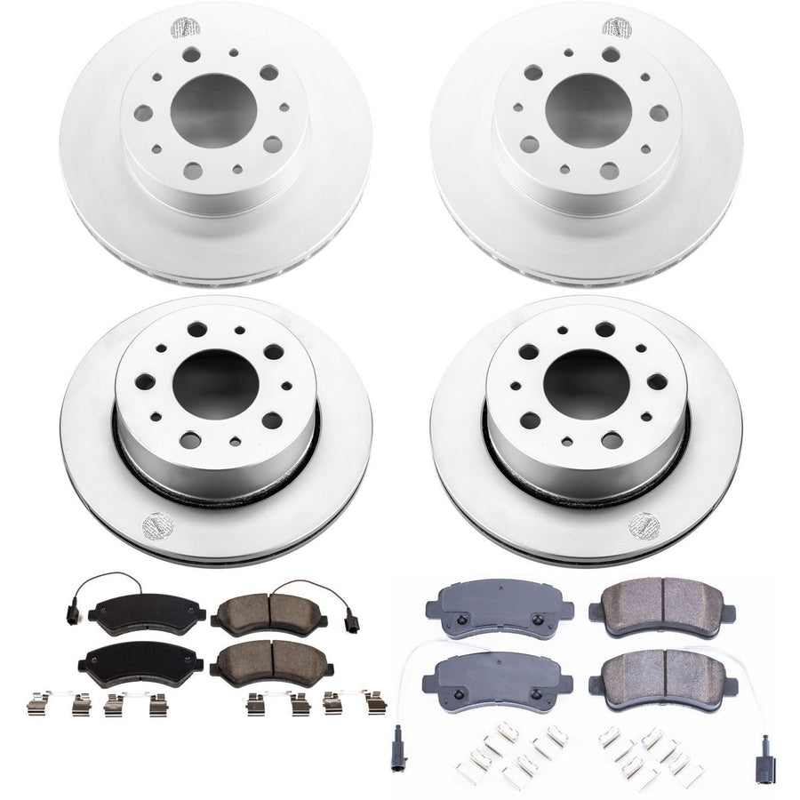 Brake Kit PowerStop For Ram ProMaster 1500 2014-2015, 2500 2014-2015, 3500 2014-2015 [Model Specific] - Front and Rear Coated Disc Rotors and Ceramic Brake Pads Replacement, CRK7304