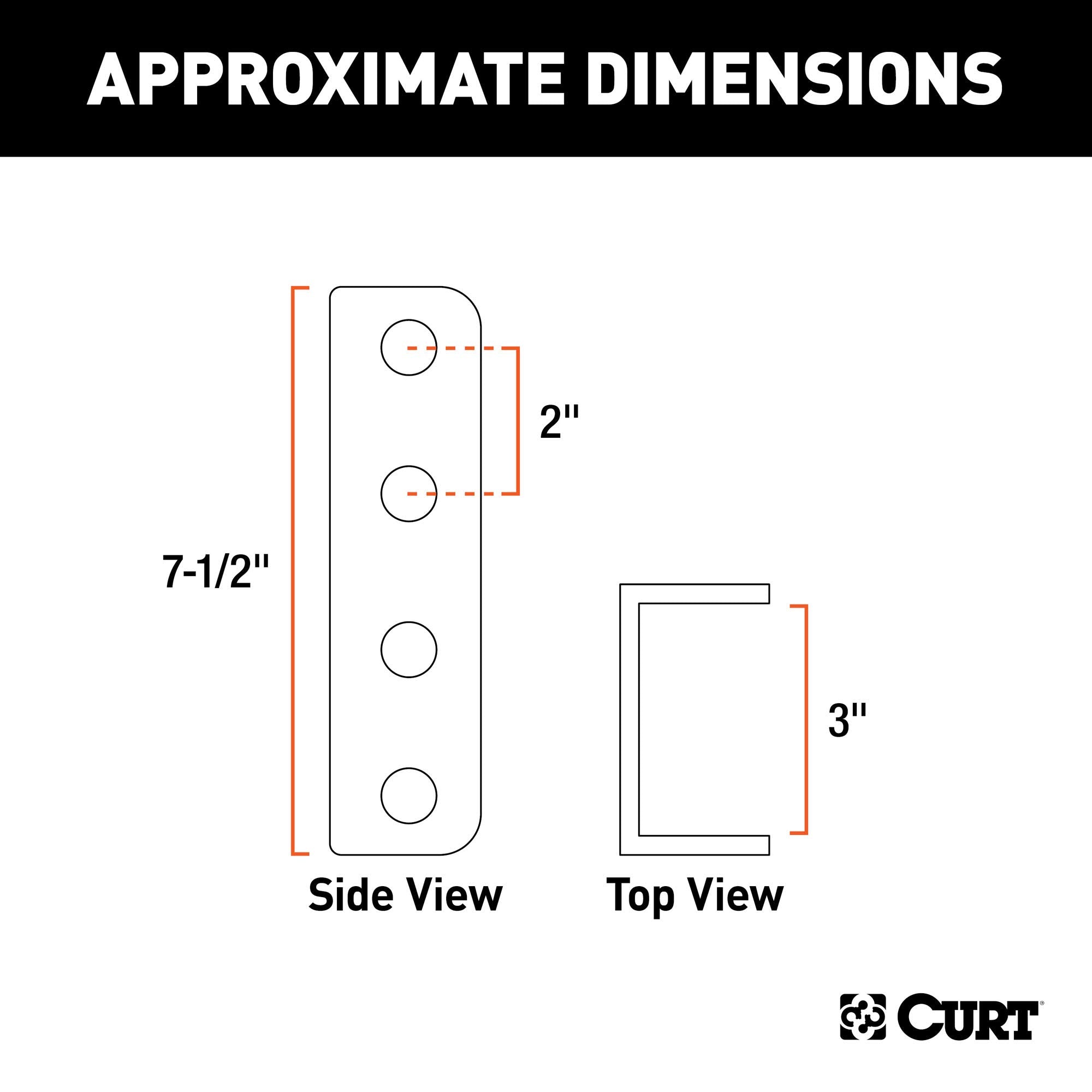 CURT Adjustable Lunette Ring or Coupler Channel 3-Inch ID x 7-1/2-Inch, 2-In Bolt Pattern 48610