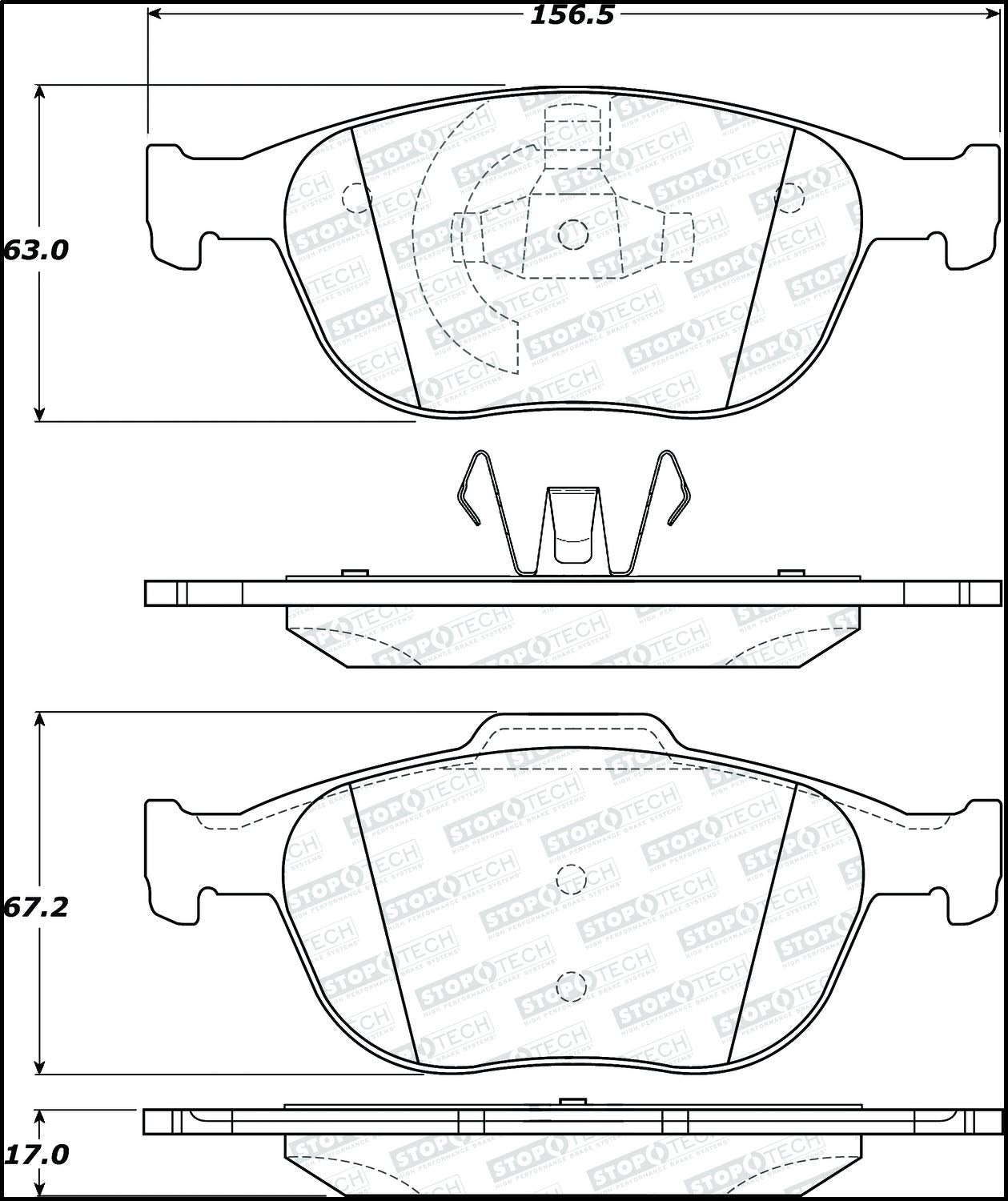 Front StopTech 308.09700 Brake Pads with Shims Street