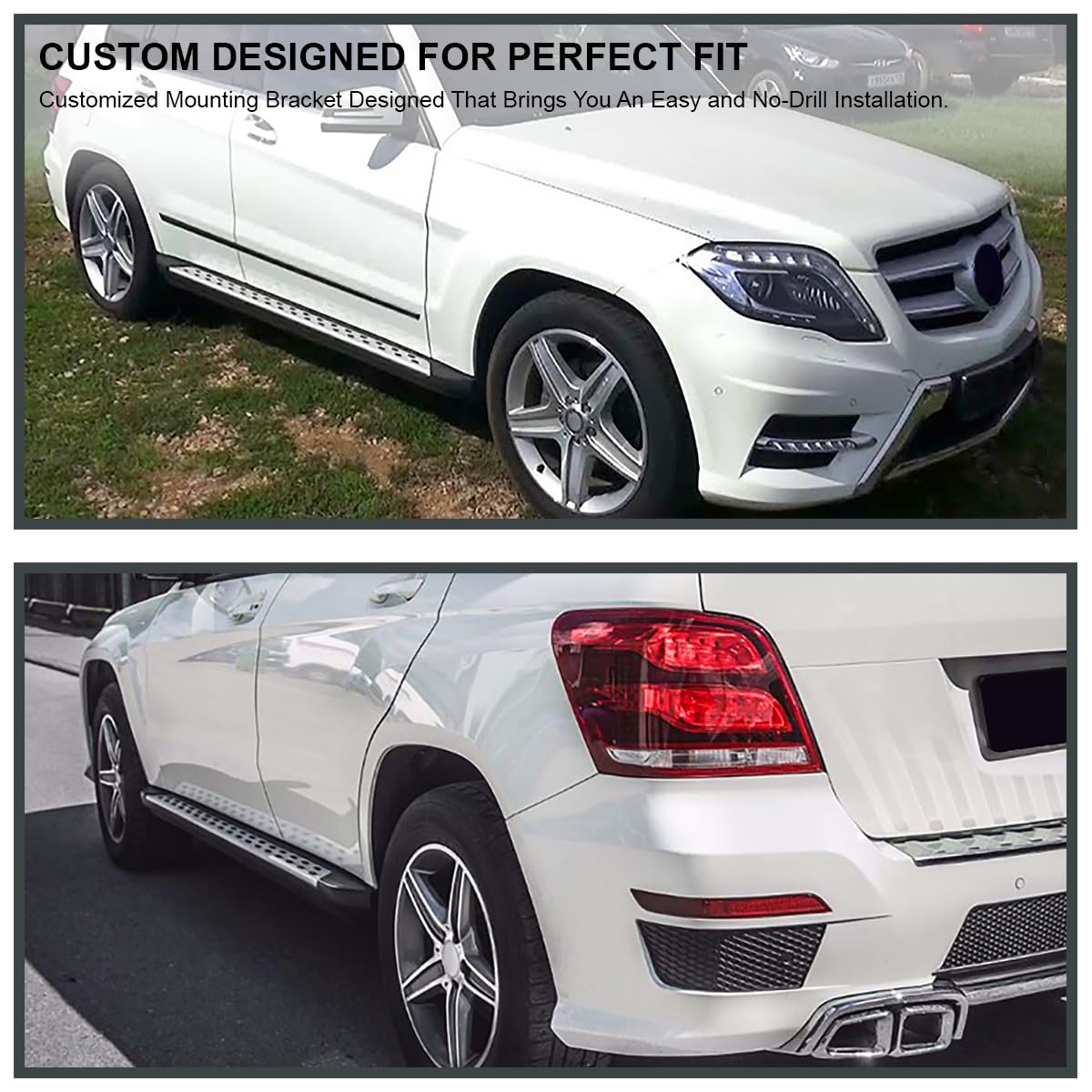 Running Boards Spec-D Tuning Black Side Step Bars Compatible with 2010-2015 Mercedes Benz GLK350 X204