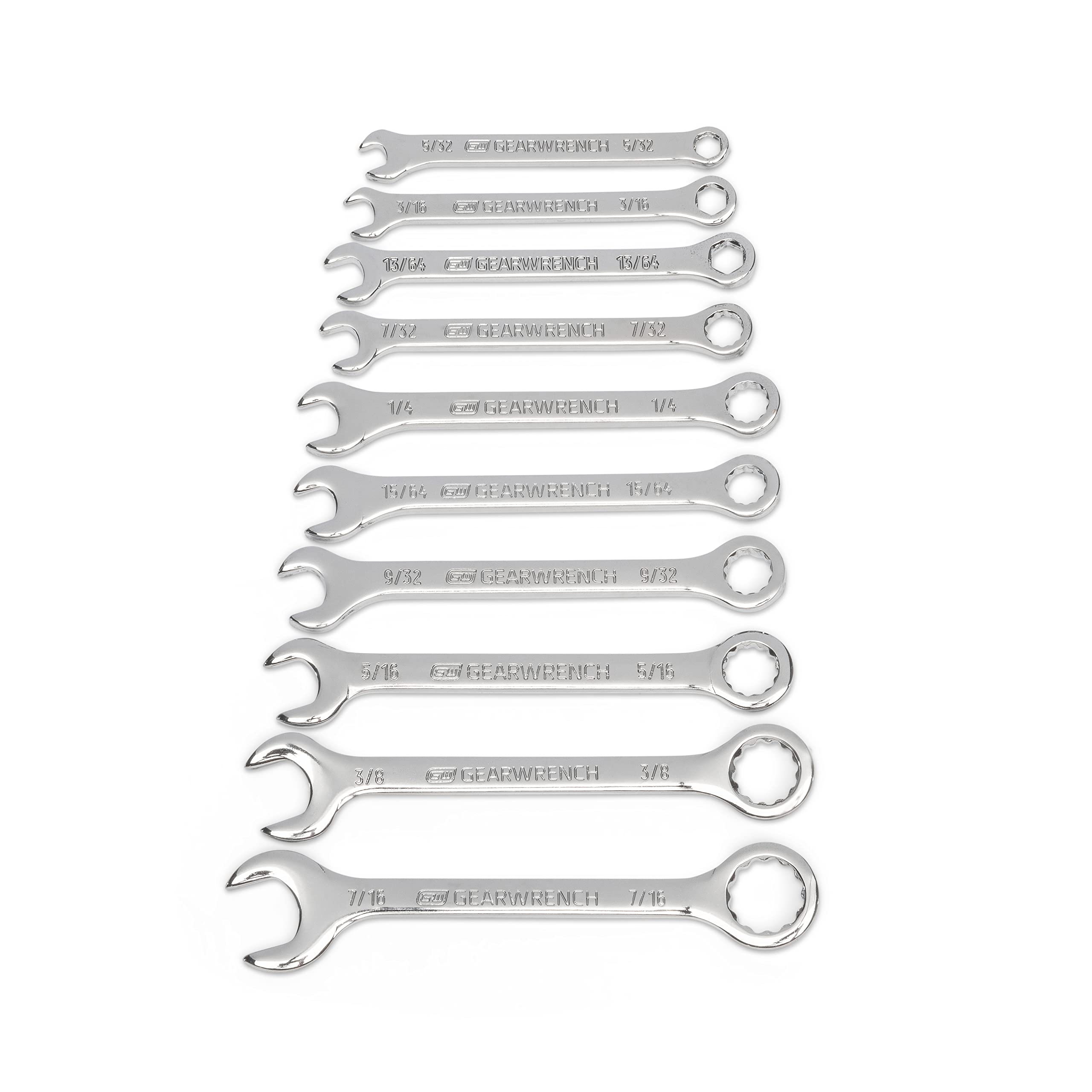 10 Piece SAE Midget Combination Wrench Set GEARWRENCH - 86560