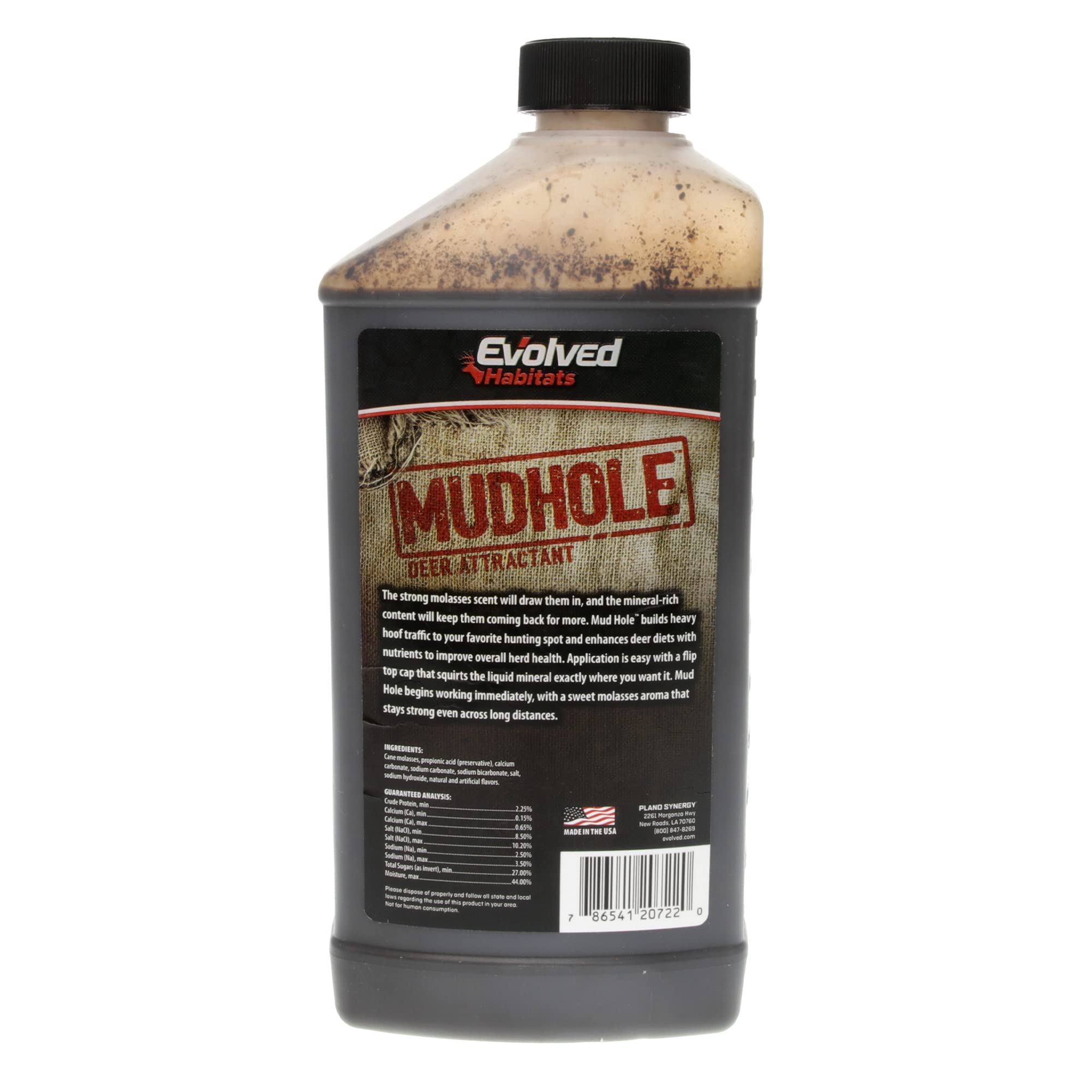 Mudhole Evolved Habitats Molasses Enriched Liquid Deer Mineral Attractant - Powerful Ready-to-Use Year-Round Beneficial Food Supplement for Deer - 40 Oz Brown