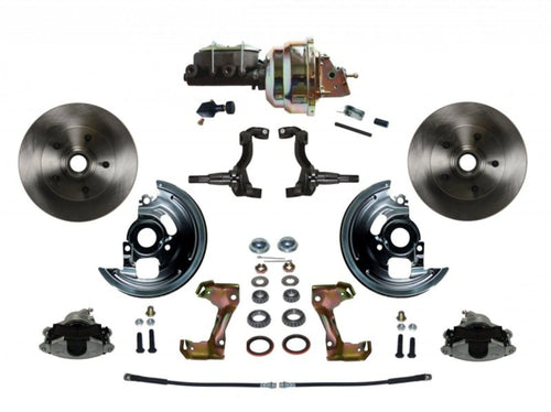 Power Disc Brake Conversion Kit LEED BRAKES With 8" Dual Zinc Booster Cast Iron M/C Adjustable Proportioning Valve Front