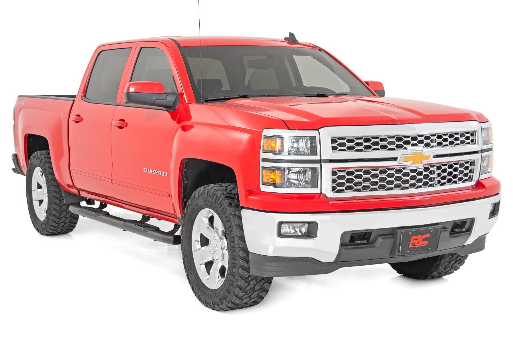 Rough Country Nerf Steps Oval for Chevy Silverado & GMC Sierra 1500/2500HD/3500HD (2007-2018) Crew Cab - OEM Style Rails with Built-in Side Steps