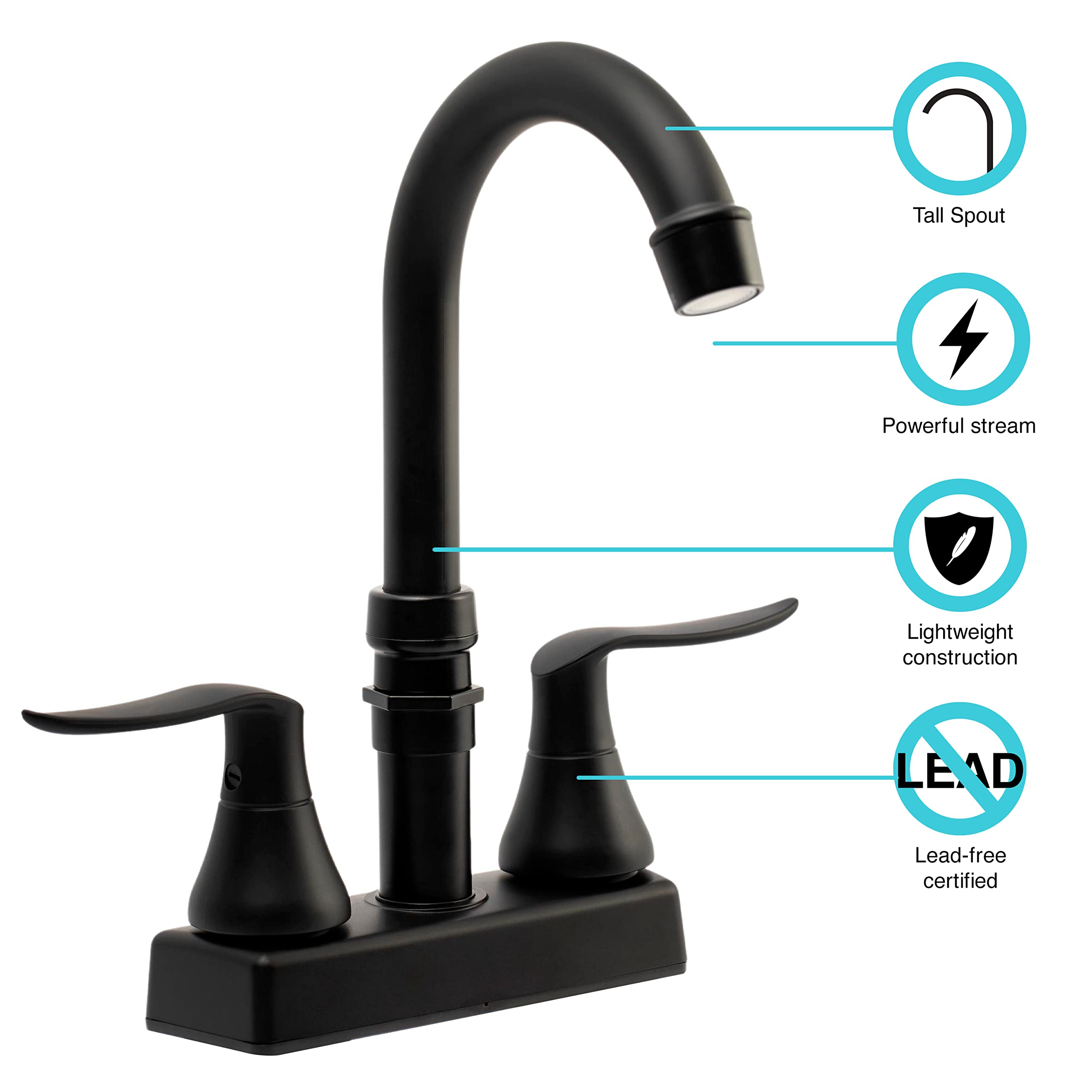 Dura Faucet RV Elegant Bar Faucet with Quick Connect Spout (Matte Black)