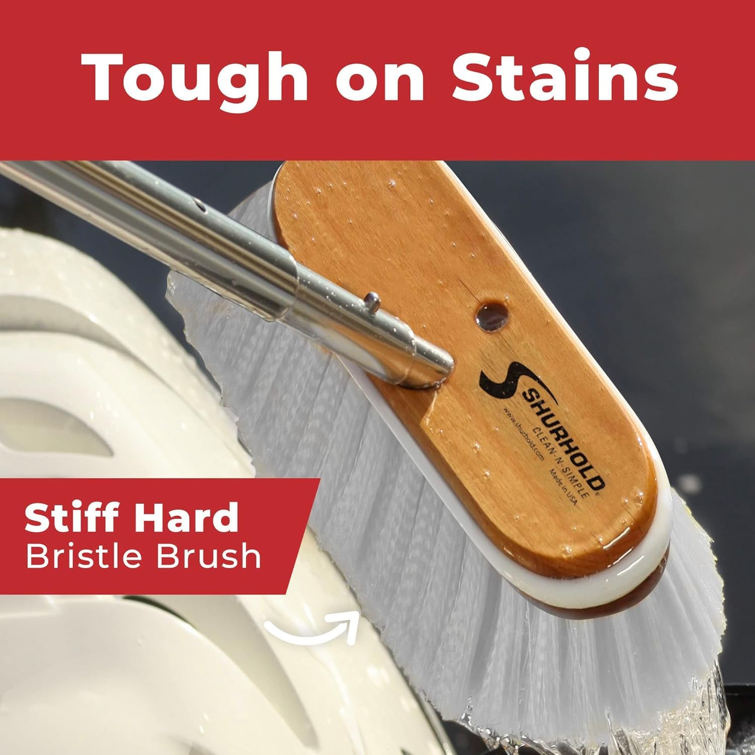 10" Shurhold Polypropylene Stiff Bristle Deck Brush
