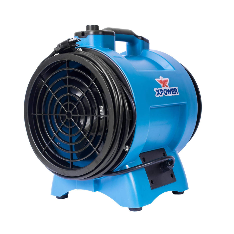 XPOWER Industrial Blower X-12 Confined Space Ventilation Fan — 12” Portable Utility Exhaust Fan for Corn Mill, Manhole, Sewage Systems, 1/2 HP — Blue