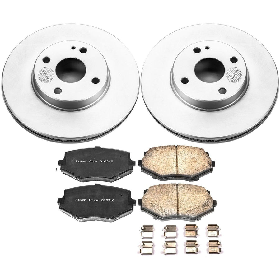 Power Stop Coated CRK793 Brake Rotor and Ceramic Brake Pads- Front For Mazda Miata 1994-1997, Mazda Miata 1999-2005 [Model Specific]