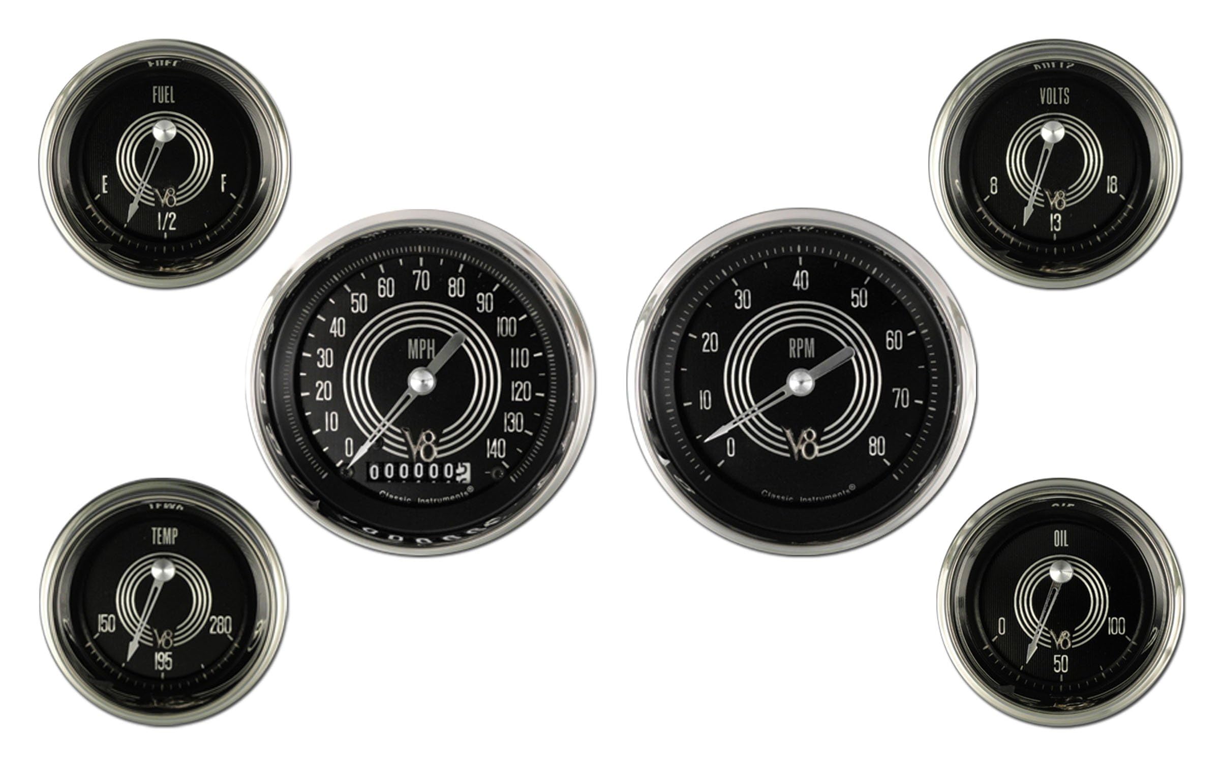 V8 Speedster Classic Instruments V8SR01SHC Gauge Set Six