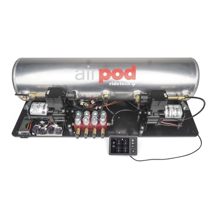 RidePro E5 Air Ride Suspension Universal Control/Management System | AirPod | Dual Compressor | 5 Gallon Tank | 1/4 inch Valves