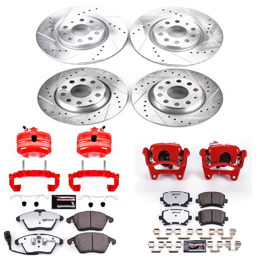 Power Stop Z26 KC2260D-26 Front & Rear Street Warrior Brake Kit Audi Volkswagen For Audi A3 2006-2008, Volkswagen GTI 2006-2009, Volkswagen Jetta 2006-2009 [Model Specific]