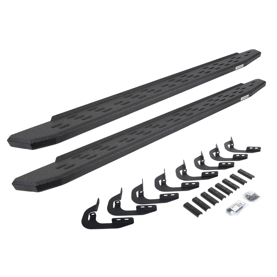 Go Rhino Running Boards & Brackets RB30 | Galvanized Steel, Protective Bedliner Coating | 69605880T | Fits 2014-2018 Chevrolet Silverado/GMC Sierra 1500 Double Cab (See Description)