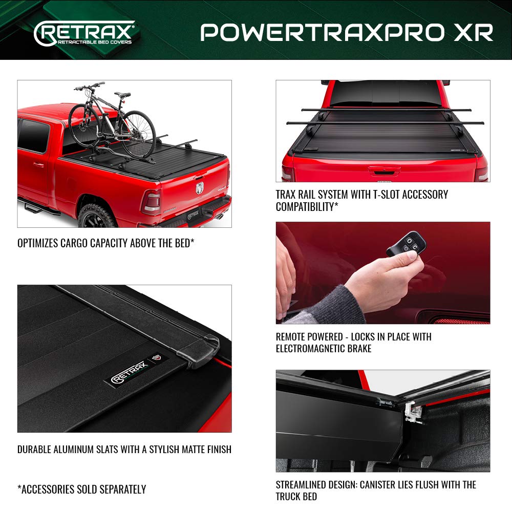 Retrax PowertraxPRO XR RealTruck Retractable Truck Bed Tonneau Cover | T-90244 | Fits 2019 - 2025 Dodge Ram 1500 w/ RamBox, Fits w/ and w/o Multi-Function (Split) Tailgate 5' 7" Bed (67.4")