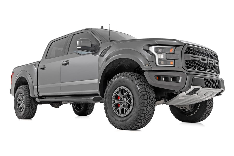 Rough Country HD2 Running Boards for Ford F-150/Lightning/F-250/F-350/Raptor Crew Cab (2015-2025) - 5" Wide Non-Slip Step, Easy Bolt-on Install