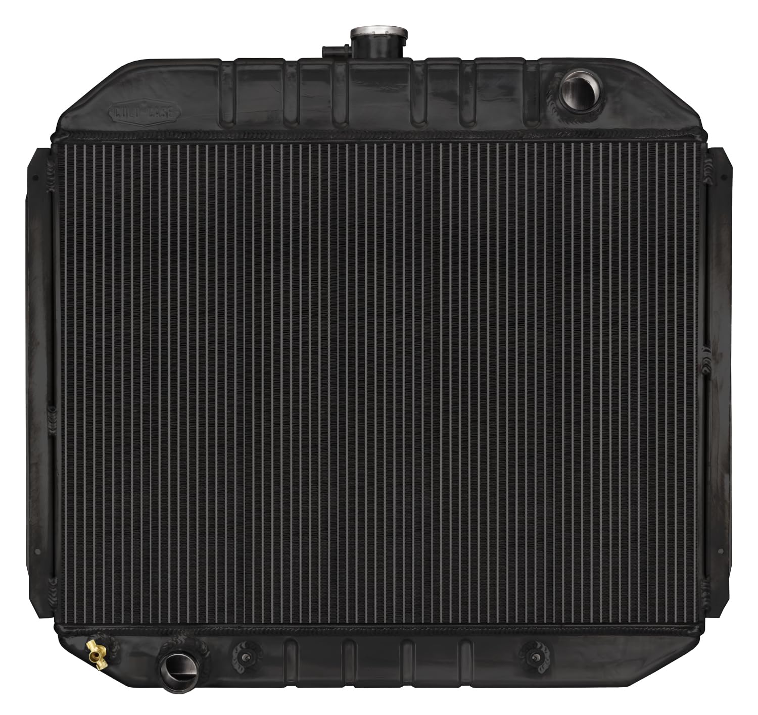 COLD - CASE Black Night Rider Series Cold Case Radiator, 29.7 in W x 26.5 in H x 3 in D, Passenger Side Inlet, Driver Side Outlet, Aluminum, Black Paint, Automatic