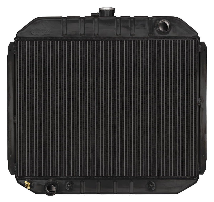COLD - CASE Black Night Rider Series Cold Case Radiator, 29.7 in W x 26.5 in H x 3 in D, Passenger Side Inlet, Driver Side Outlet, Aluminum, Black Paint, Automatic