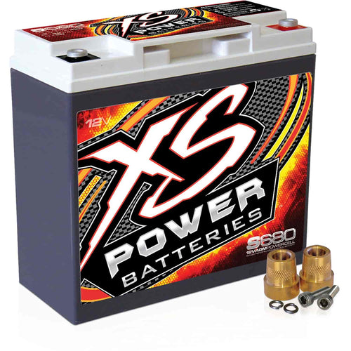 1000 Amp XS Power S680 AGM Racing Battery with 586 & M6 Terminal Hardware - 12 Volt 20Ah 370CA Deep Cycle AGM Powercell for Performance Race Cars