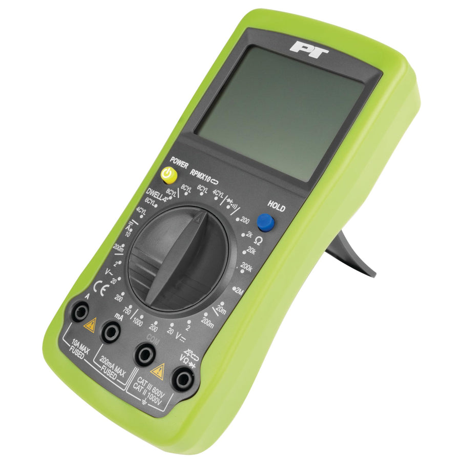 Automotive Digital Multimeter Performance Tool W2972 with Large LCD Display and UL Listed Probes for Standard Electrical Testing on Cars and Benches