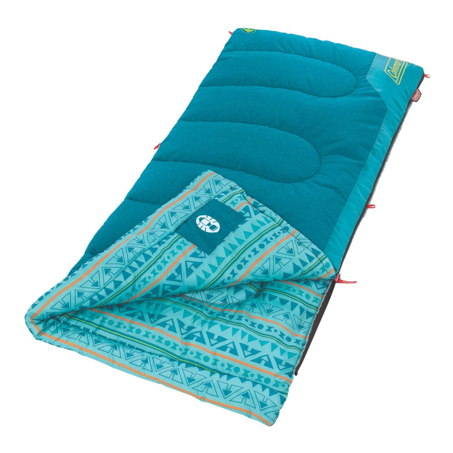 Coleman 50°F Kids Sleeping Bag, Comfortable Youth Sleeping Bag for Sleepovers & Camping, Fits Children up to 5ft Tall, Glow in the Dark Design, Stuff Sack Included, Machine Washable