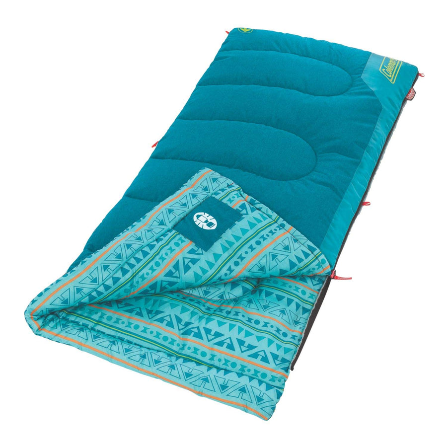 Coleman 50°F Kids Sleeping Bag, Comfortable Youth Sleeping Bag for Sleepovers & Camping, Fits Children up to 5ft Tall, Glow in the Dark Design, Stuff Sack Included, Machine Washable
