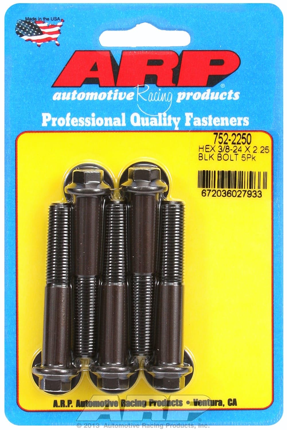 Hex Bolt ARP (752-2250), Black Oxide