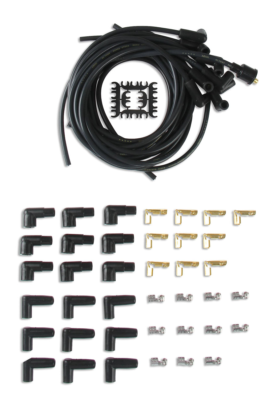Spark Plug Wire Set- ACCEL 4041K - 8mm Black Wire with Black 90 Degree Boots