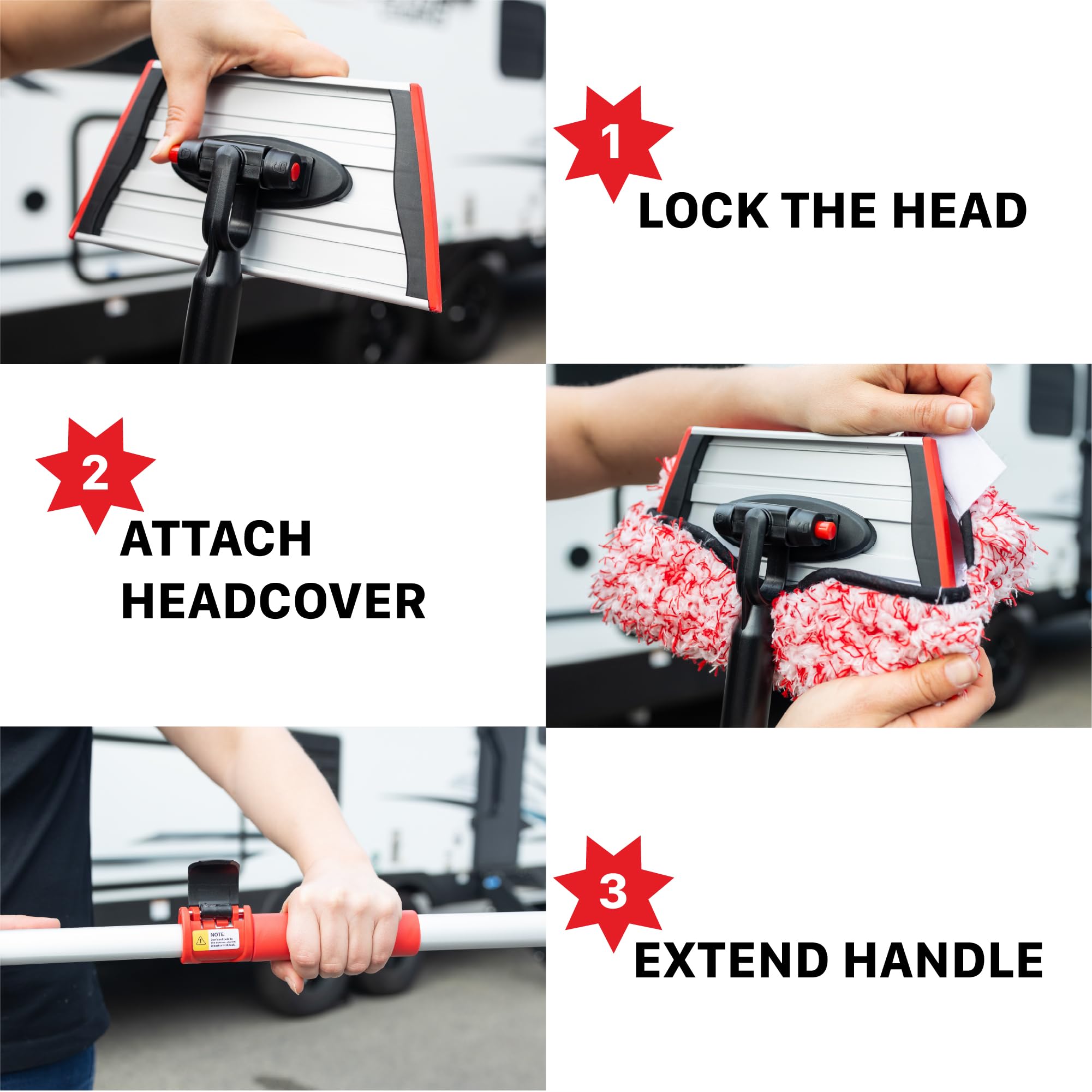 IncrediStick Maxshine Car Wash Stick | Extends to 4ft with Lightweight Aluminum Handle | Includes Microfiber & Chenille Covers | Secure Grip, Compact Design, Cleaning Tool for Cars, Trucks & RVs