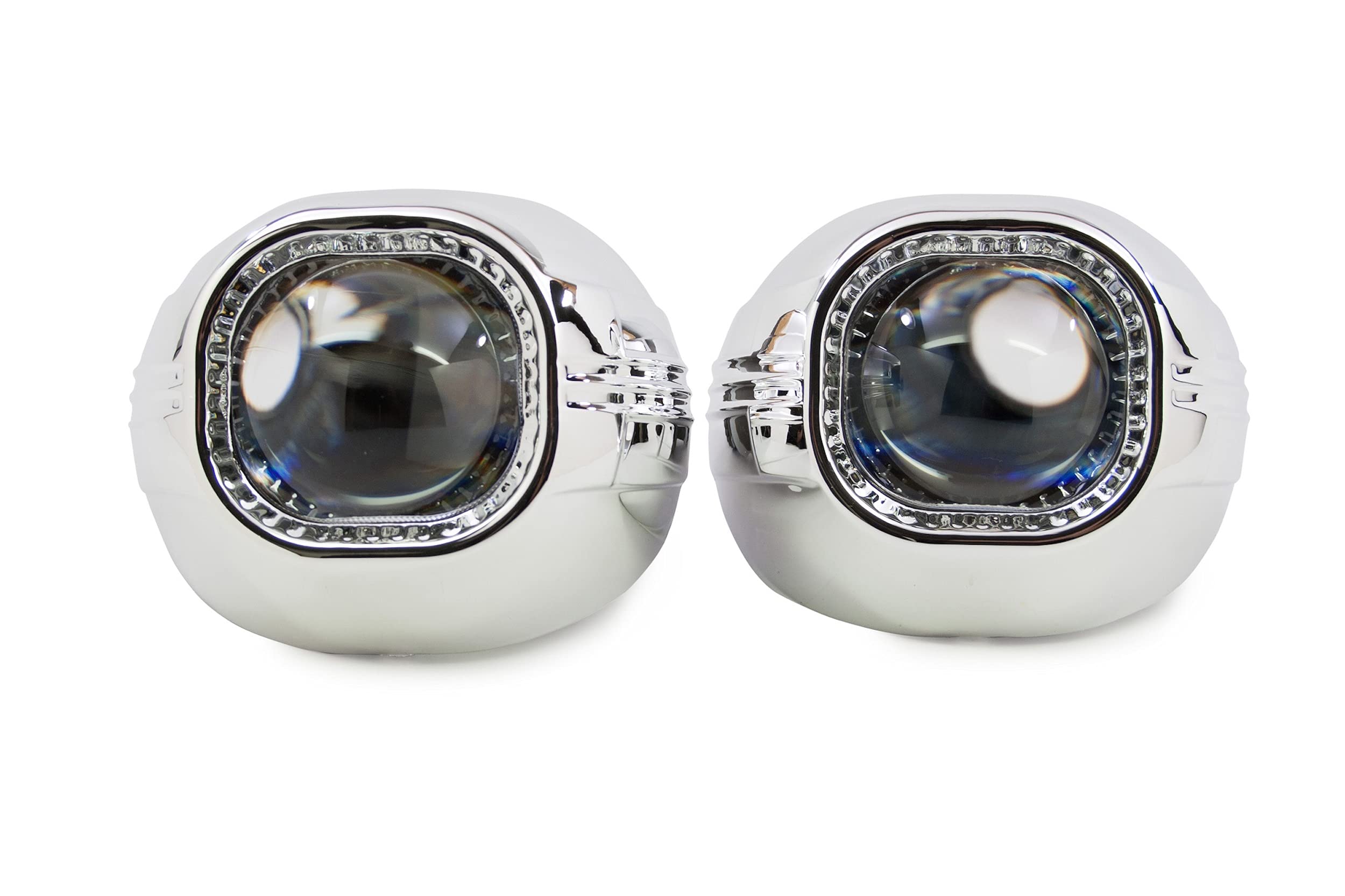 Morimoto Square Ocular Projector Shroud, Chrome Finish Bezel with Mounting Clips for Custom Projector Retrofits (1x S310)