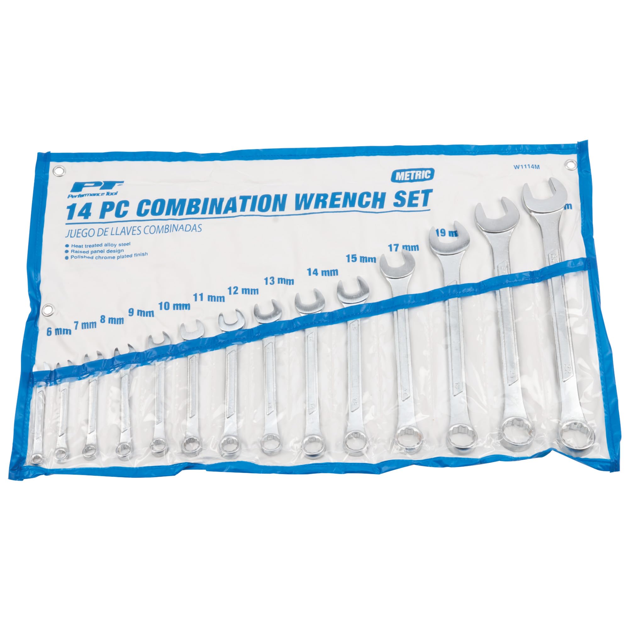 W1114M Performance Tool Metric Combination Wrench Set, 14-Piece