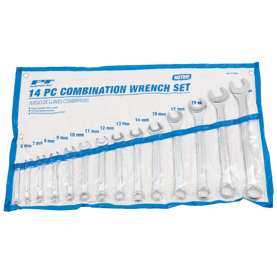 W1114M Performance Tool Metric Combination Wrench Set, 14-Piece