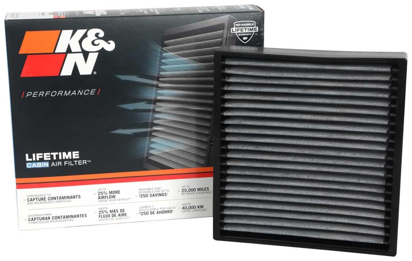 Cabin Air Filter K&N LIFETIME: Premium, Washable, Clean Air for your Cabin: Compatible with 2013-2024 Alpine/Dacia/Inifinit/Mitsubishi/Nissan/Renault: (See product Description for Select Models)VF2076