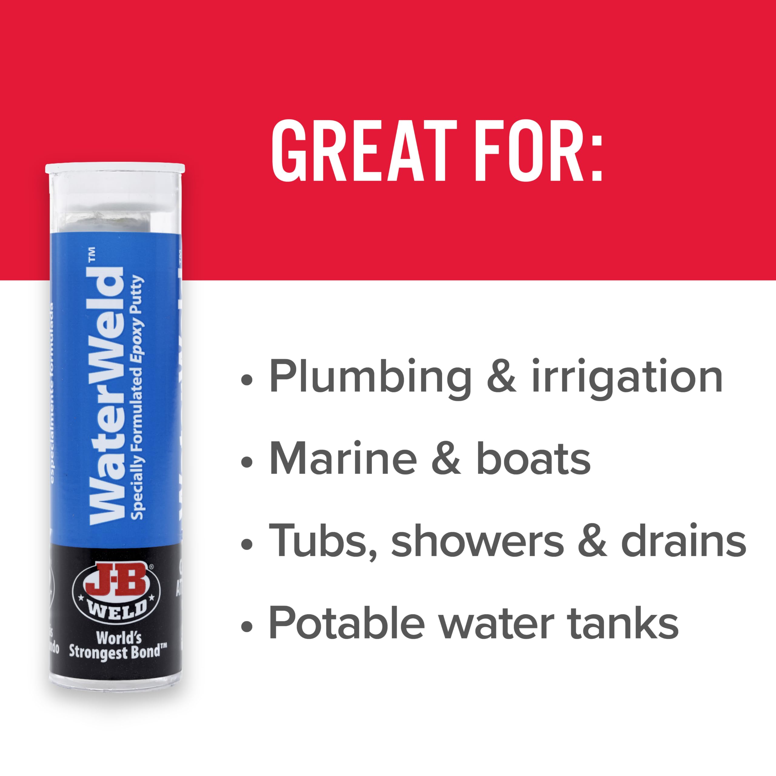 WaterWeld J-B Weld 8277 Epoxy Putty Stick - 2 oz., Off White