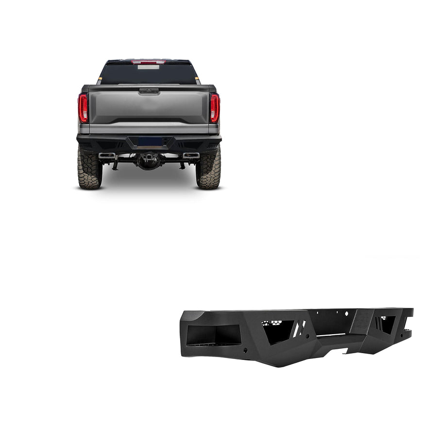 Super Heavy Duty Black Horse Armour Rear Bumper Matte Black Compatible with 19-24 Silverado 1500|22 Silverado 1500 LTD|20-23 Silverado 2500 HD|20-23 Silverado 3500 HD|19-24 Sierra 1500-ARB-SI19