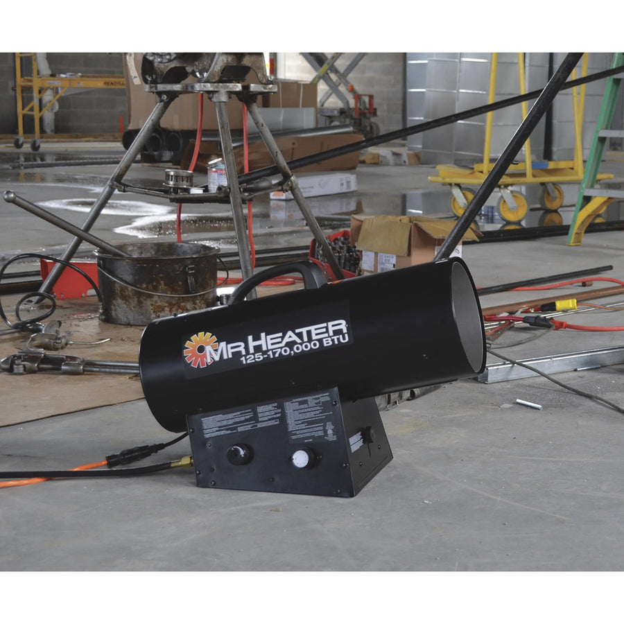 MH170QFAVT Mr. Heater 170,000 BTU Portable Propane Forced Air Heater with Quiet Burner Technology - Heavy Duty Outdoor & Job Site Heater