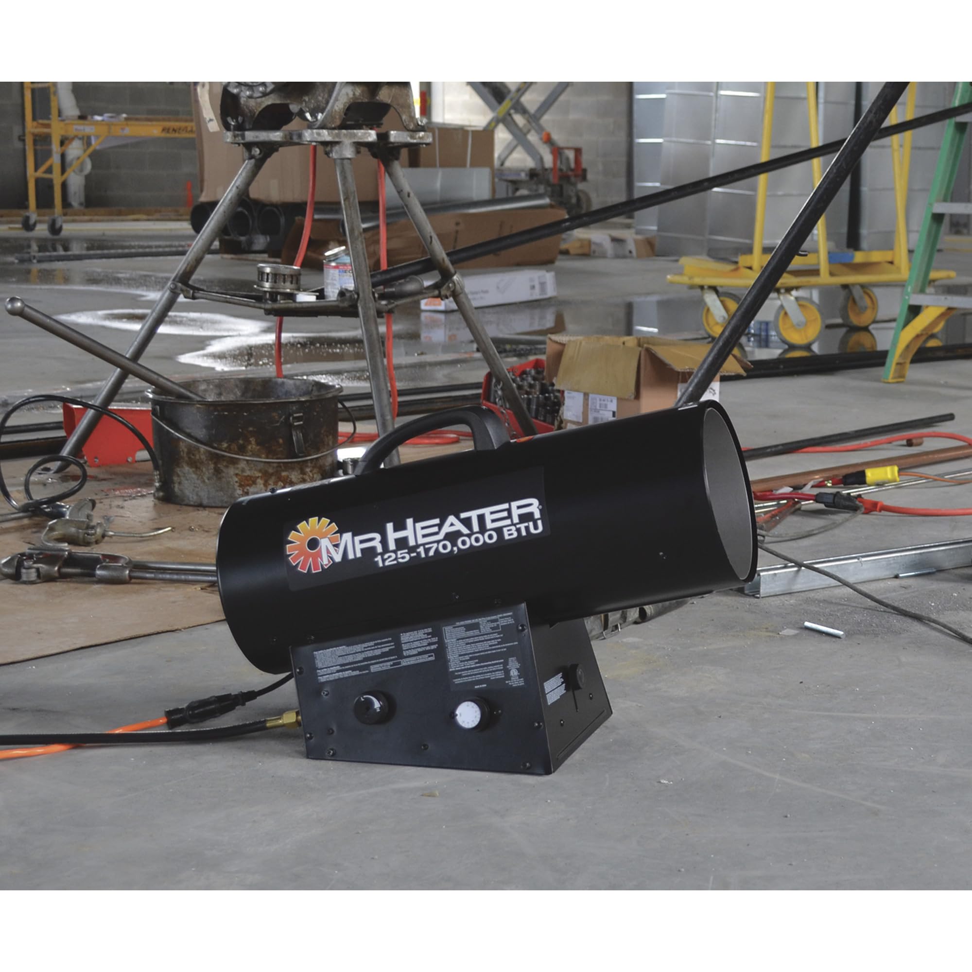 MH170QFAVT Mr. Heater 170,000 BTU Portable Propane Forced Air Heater with Quiet Burner Technology - Heavy Duty Outdoor & Job Site Heater