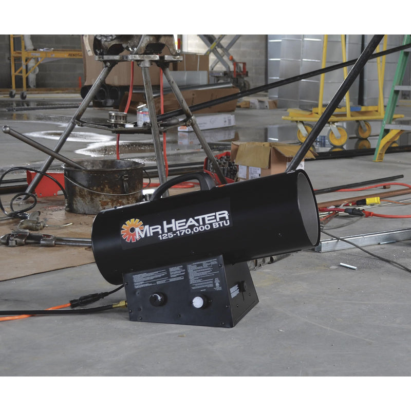 MH170QFAVT Mr. Heater 170,000 BTU Portable Propane Forced Air Heater with Quiet Burner Technology - Heavy Duty Outdoor & Job Site Heater