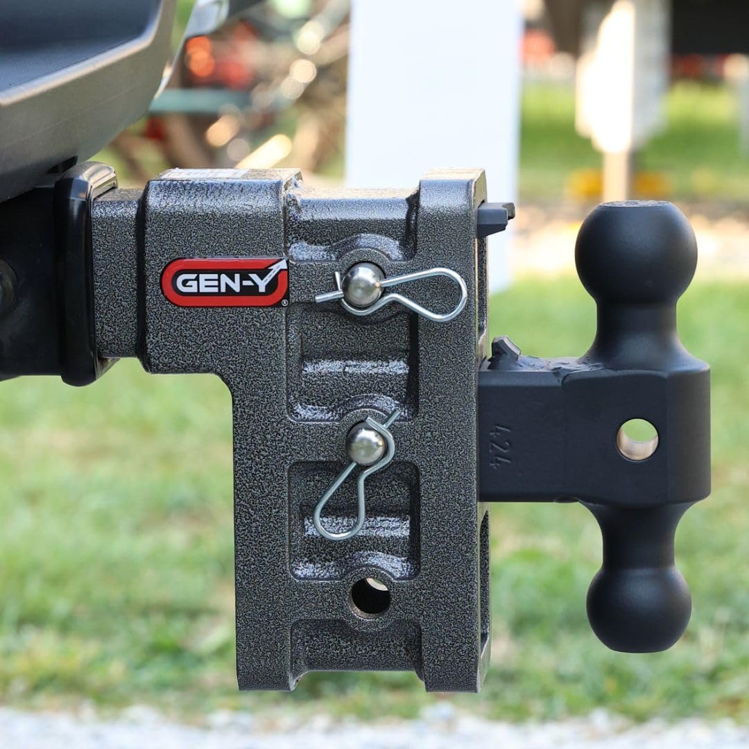 GEN-Y Hitch Tow Hitch - 2.5" Receiver for 9" Drop/Rise with 4 Adjustable Positions, Includes Dual Ball Mount and Locking Pin, 21,000 lbs Towing Capacity, 3,000 lbs Tongue Weight, Silver