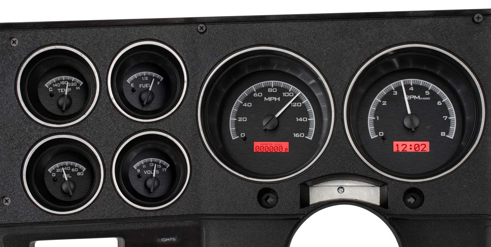 Dakota Digital VHX Analog Dash Gauges System 73-87 Chevy GMC Pickup Truck Black Alloy Red VHX-73C-PU-K-R