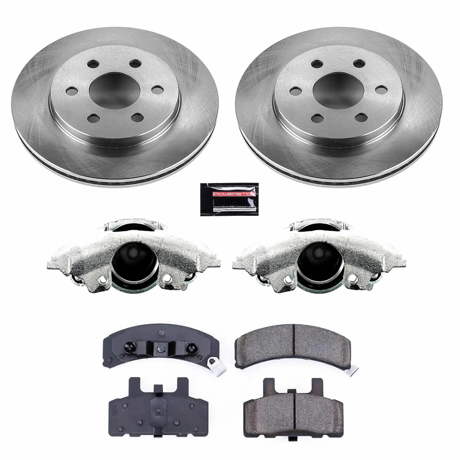 Power Stop KCOE4870 Replacement Autospeciality Front Caliper Kit- OE Rotors, Ceramic Brake Pads, Calipers For Cadillac DeVille 1997-1999 [Model Specific]