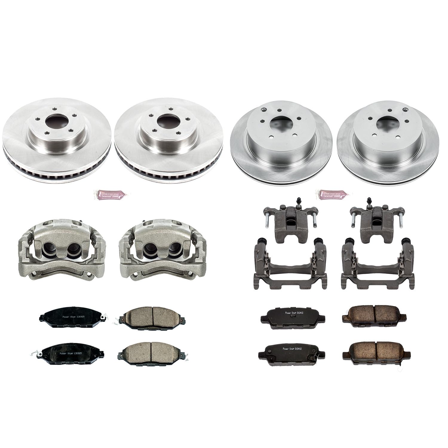 Power Stop KCOE6497 Stock Replacement Front and Rear Brake Kit (with Calipers)