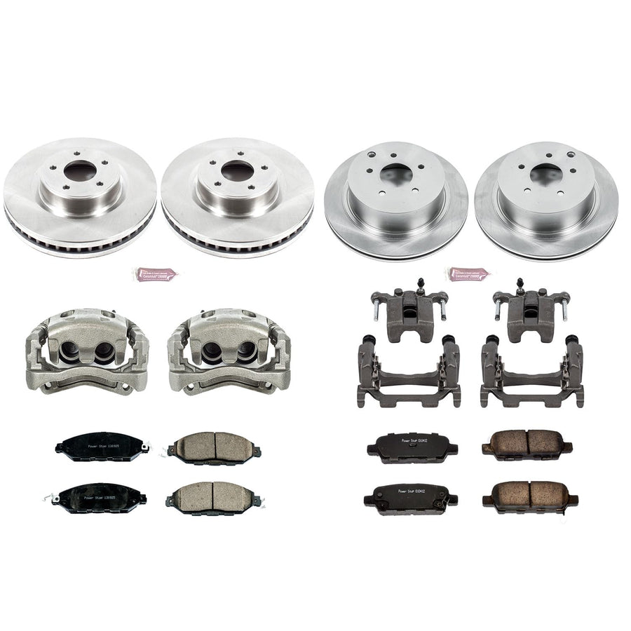 Power Stop KCOE6497 Stock Replacement Front and Rear Brake Kit (with Calipers)