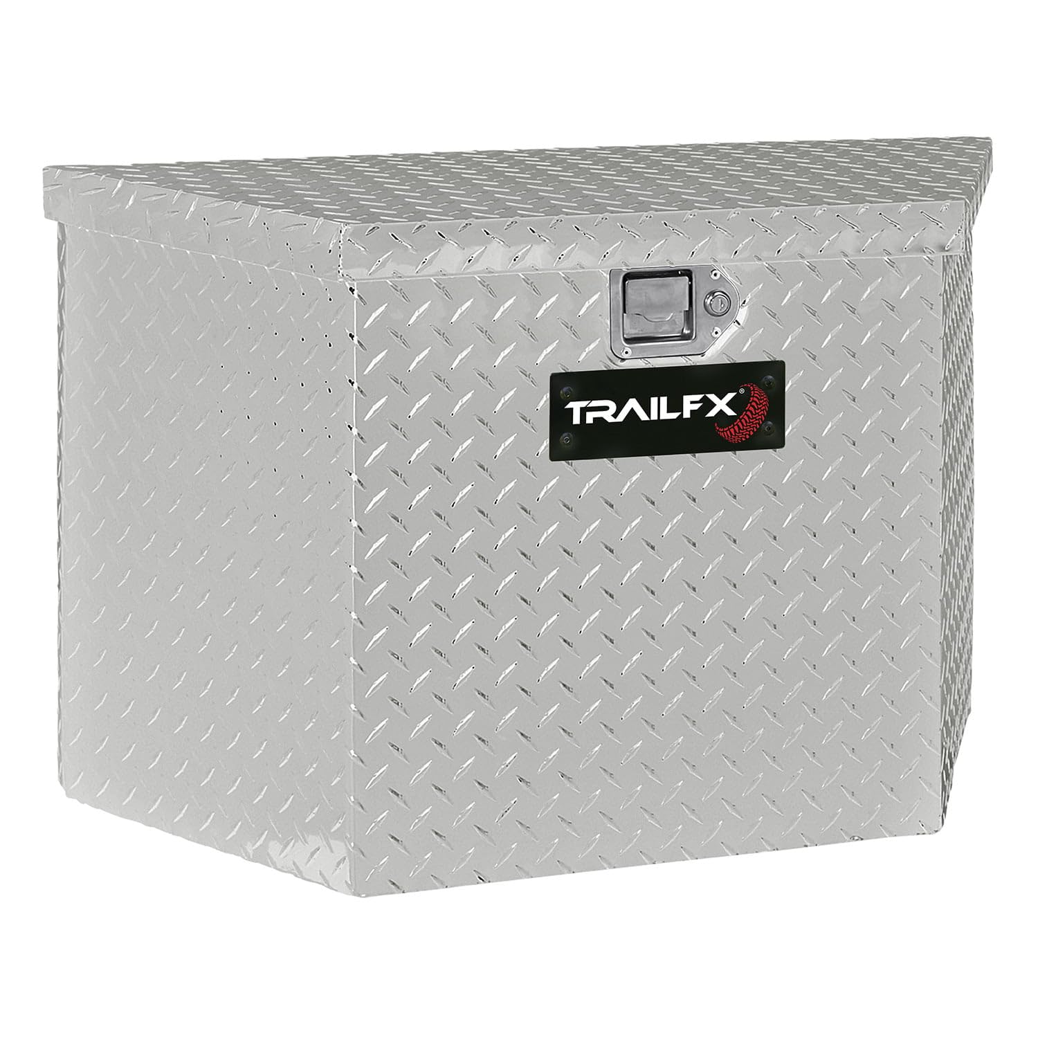 Trailer Tongue Tool Box TrailFX Single Lid with Struts Polished 16-Gauge Diamond Tread Aluminum 4.1 Cubic Foot Capacity 34 Inch Length x 18 Inch Width x 21 Inch Height Bright Finish 201341