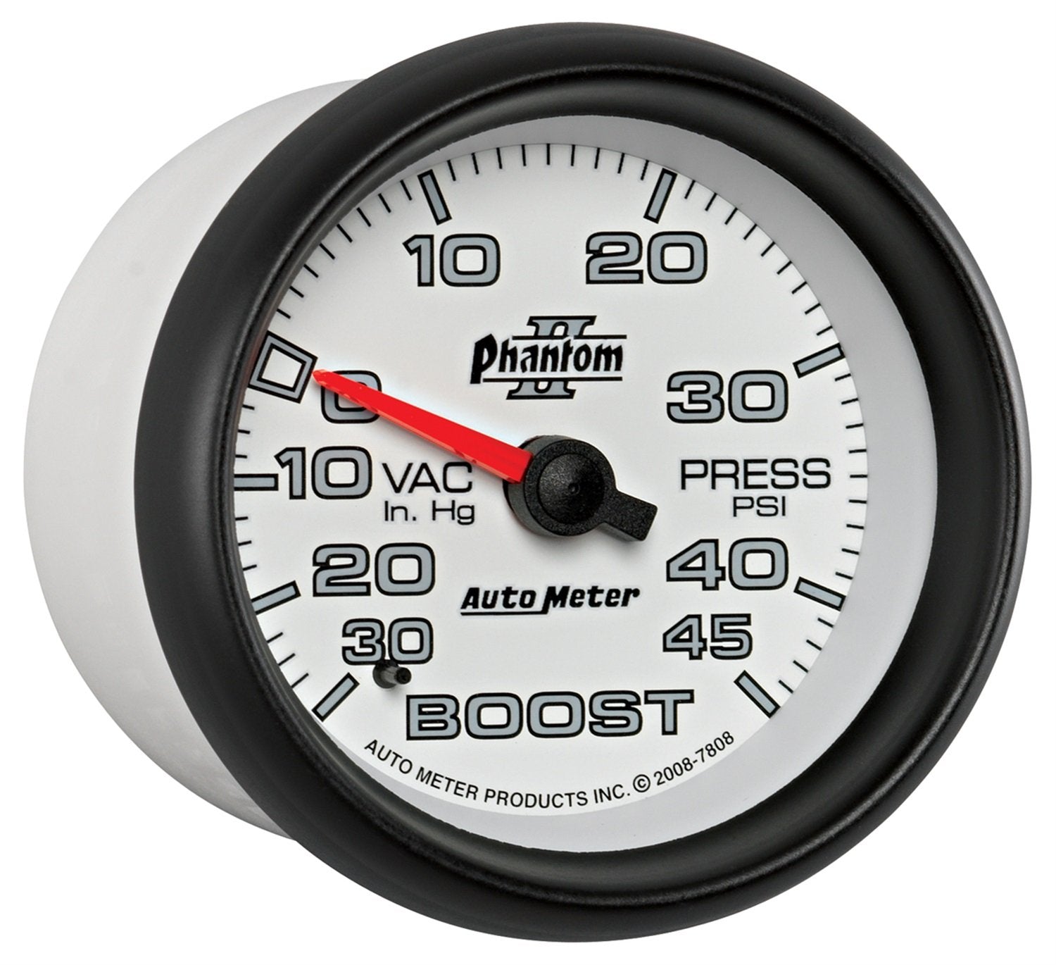Auto Meter Phantom II 7808 2-5/8" 30 in Hg.-45 PSI Mechanical Boost-Vacuum Gauge
