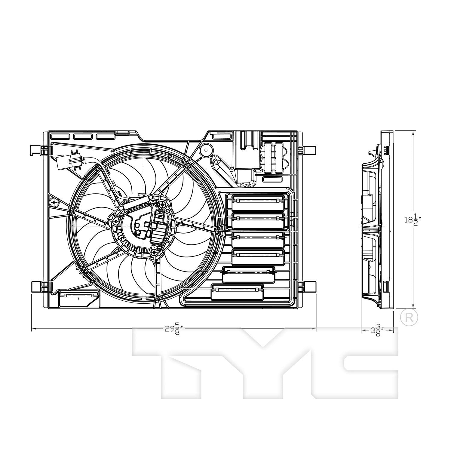 Replacement TYC 624020 Cooling Fan Assembly for Ford Escape, 1 Pack